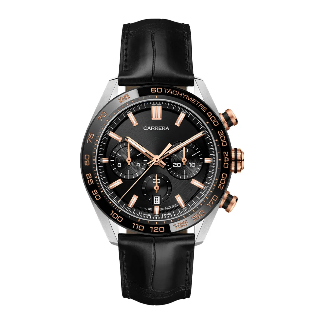 Classic Racing Chrono – Black & Rose Gold | Leather Strap