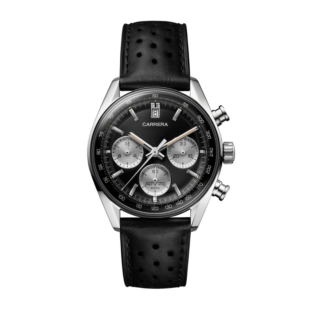 Classic Racing Chrono – Black & Silver | Leather Strap