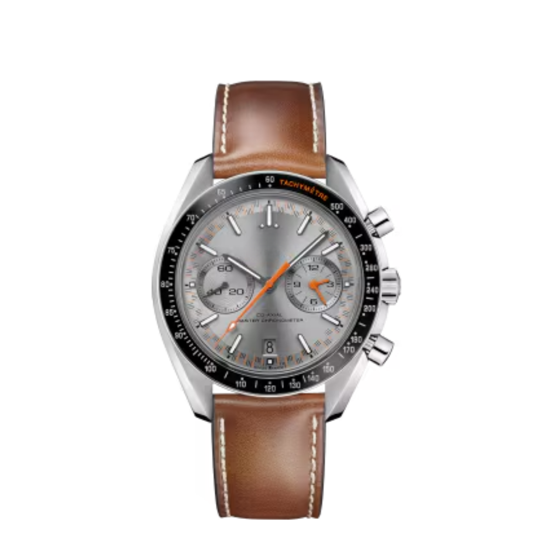 Racing Chrono Pro 42 – Gray Dial With Orange Accents | Brown-Leather Strap